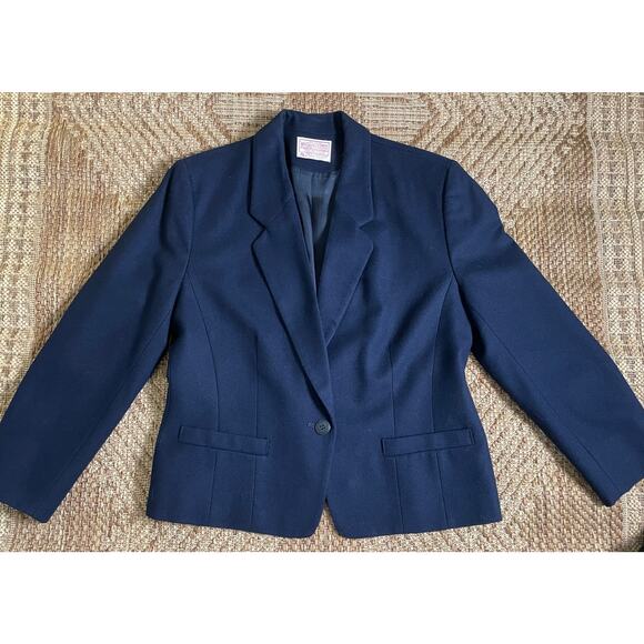 Vintage Navy Pendleton Blazer Petite Size 10 Made in USA - Picture 1 of 7